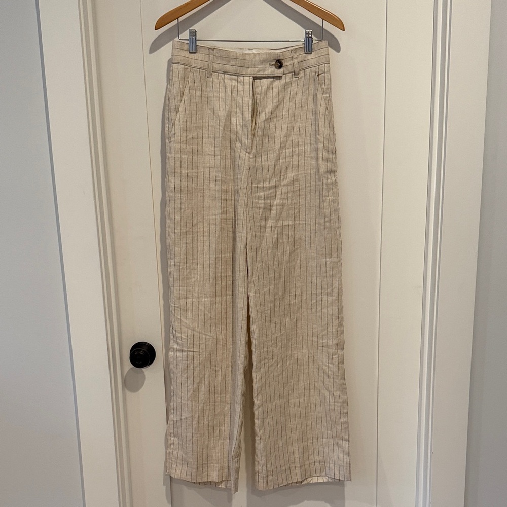 H&M Beige Striped Chinos